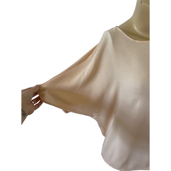 FOREVER 21 Womens Size XS Peach Mesh Back Semi Sheer Short Sleeve Shirt Top - Picture 5 of 6